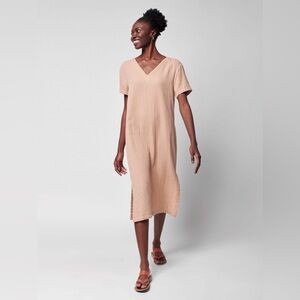 Faherty dream cotton gauze Maggie dress in nougat, size Medium/Large